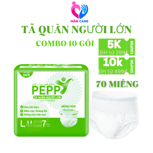 [Bán chạy] Combo 10 gói Tã Quần Người Già Peppy Siêu Mỏng Bỉm Quần Người Già Kháng Khuẩn Size M8 L7 XL7 Miếng Băng Vệ Sinh Chất Lượng