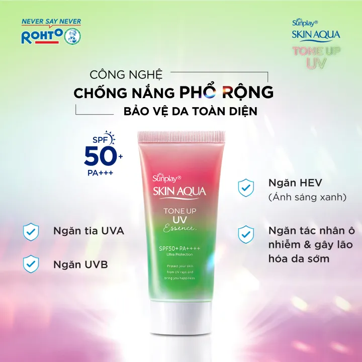 Kem chống nắng nâng tông Skin Aqua Tone up Rose cho da trắng, khuyết điểm xanh hoặc tái xanh, dạng tinh chất Sunplay Skin Aqua Tone Up UV Essence Rose SPF 50+ PA++++ 50g