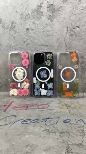 Summer New Hot Sale Hydrangea Daisy Real Flower Dried Flower Epoxy Round Magnetic iphone16p Phone case