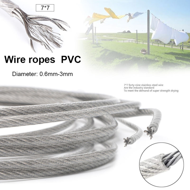 SUS 304 Wire Rope Stainless Steel 304 with Clear PVC Plastic Coat 7x7 ...