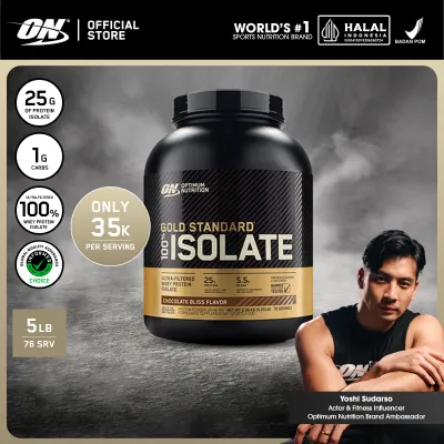 Optimum Nutrition Gold Standard 100% Isolate Protein 5 lbs - Whey / Susu Protein / Suplemen / Gym / Muscle Protein