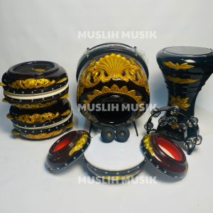 Hadroh Ukir Standar Dumbuk Batu Ukir Tam Kulit Ukir Kualitas Super Lengkap 9 Alat -MM