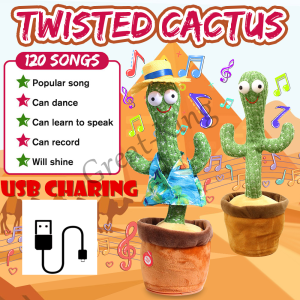 Tiktok Dancing Cactus Toy with Light Talking Electronic Shake Dancing Plush Toys 120 Songs Funny Early Education Toy Gifts for Kids