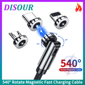 DISOUR Original 540 ° องศาการหมุนสายชาร์จ Fast Charger Micro USB Type-C Lightning สำหรับ iPhone Xiaomi Huawei Redmi Samsung ไนล่อนสายชาร์จสำหรับ IOS Android