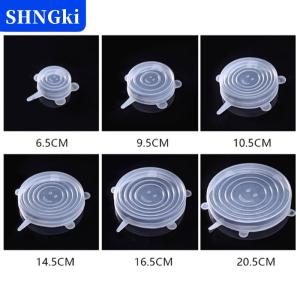 SHNGki 6PCS Silicone bao gồm thích ứng Silicone có nắp đậy phổ quát món ăn căng giữ tươi kín Bìa Silicone thực phẩm có nắp đậy cho nhà bếp