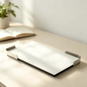 xpkQ Minimalist Storage Trays Modern Stainless Steel Leather Tray Elegant Desk Organizer Decorative Plates Rectangular Wooden Tray Q9Z6P