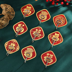 1/3/6Pcs No Punching Hook Red Chinese Knot Adhesive Series No Trace Weight-Bearing Wedding New Years Holiday Red Festive