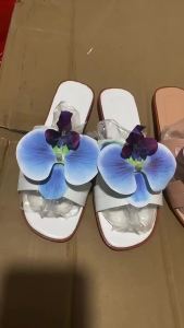 [Free Shipping] Fashionable Large-Size Slippers For Spring And Summer Elegant Butterfly Orchid Outdoor Casual Beach Flip-Flops For Women