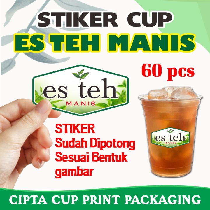 stiker label cup minuman kekinian es teh manis | Lazada Indonesia