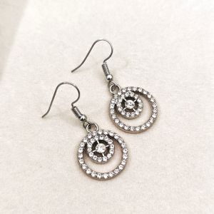 Made-to-Order SG - Silver Loops Rhinestone Drop Earrings Handmade Contemporary Earrings Collection