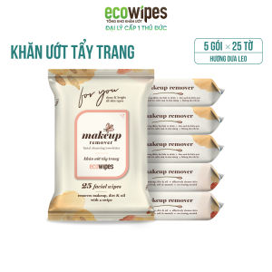 KHO THỦ ĐỨC_Combo 05 gói khăn giấy ướt tẩy trang du lịch Makeup Remover EcoWipes gói 25 khăn