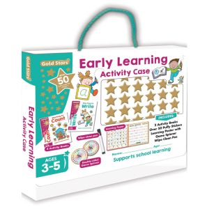 Starting School Activity Case with 2 Books Pen & Stickers for Kids Ages 5-6 to Learn to Read Write & Count