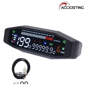 【Dengan sensor】 Model yang dinaik taraf Universal LCD Speedometer mototikal Digital odometer tolok minyak Tachometer meter Motor Digital Motor basikal Tachometer