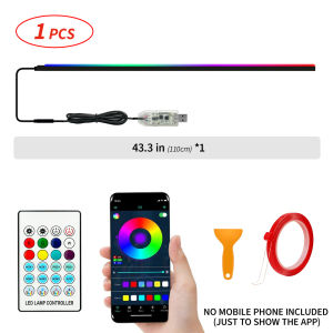 110cm APP Control Lampu Sekitar Mobil LED Interior RGB Symphony Lampu Suasana Strip Akrilik Dekorasi Dasbor Sunroof