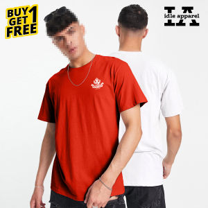 IDLE APPAREL- BUY 1 TAKE 1 (TSR) 11 WITH LOGO ROUNDNECK T-SHIRT FOR MEN - mens t-shirts / mens shirt / t shirt / plain shirt fitted shirt / tee shirt / plain tees / classic shirt / soft round t-shirt / pambahay / panlakad