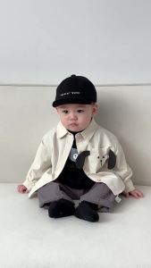 Boys shirt set for spring 2026 Cute Baby Cartoon Puppy Pure Cotton Shirt Infant Versatile Top
