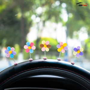 Set 5 Bông Hoa Cầu Vòng Mini Lắc Lư Trang Trí Taplo Ô Tô Bàn Học Bàn Làm Việc Đáng Yêu