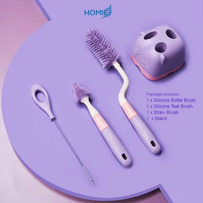 Baby Bottle Cleaner Brushes Silicone 360 Degree Rotation Long Handle Baby Milk Bottle Nipple Cup Clean Cleaning Brush