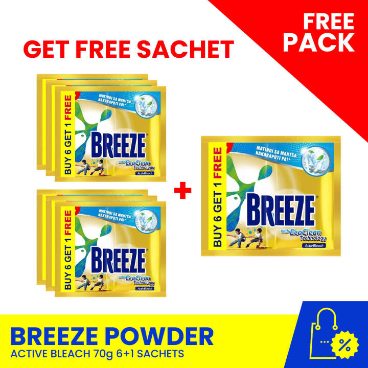 BREEZE Powder Active Bleach with Eco Clean Technology 70g 6+1, laundry ...