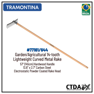 Tramontina #77101/644 Garden/Agricultural 14-tooth Lightweight Curved Metal Rake