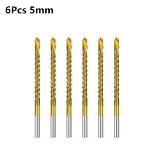 MUSCLEX 6Pcs 3-8mm Mũi khoan có răng cưa Rãnh răng cưa Phủ Titanium Mũi khoan xoắn HSS Bền bỉ 3 trong 1 Bộ dụng cụ tạo rãnh Phụ tùng chế biến gỗ