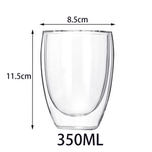 Onetwone Round Glass Cups Double Layer heat insulation Glass Drinkware Wine Champagne Cups Coffee milk Mugs Cups 1 piece
