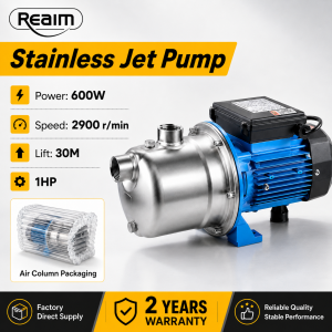 REAIM 600W/1350W Stainless Steel Automatic Self-Priming Water Booster Pump Heavy Duty Jet Pump for Home Tap Water Pressure Boost Well Water Supply