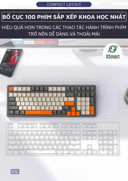 Bàn Phím Cơ Không Dây Máy Tính K8BT Bluetooth 5.0 Hotswap Red Switch LED Gaming, Gõ Êm, Lót Foam | BigBuy360 - bigbuy360.vn Bàn Phím Cơ Không Dây Máy Tính K8BT Bluetooth 5.0 Hotswap Red Switch LED Gaming, Gõ Êm, Lót Foam | BigBuy360 - bigbuy360.vn