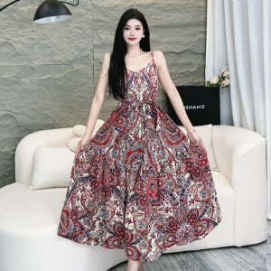 COD [ Bohemia ]V Pakaian Percutian Bunga Selendang Kolar Wanita 2024 Rok Elegan a Baru Musim Panas  Sem