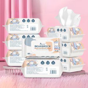(1 Pack) Baby Wipes Tissue Pink Bear Non Alcohol Baby Wet Tissue / Alcohol-free fragrance-free wipe