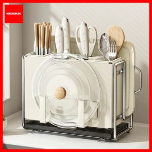 Multi-Function Rack Kitchen Storage Holder Utensil Organizer Cutting Board Pot Lid