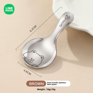 LINE FRIENDS Soup Spoon 304 Stainless Steel Portable Kids Dessert Spoon LFB178