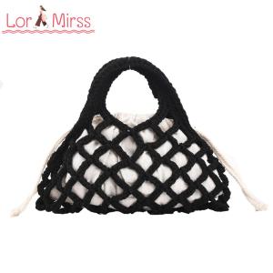 Casual Womens Cotton Thread Cross Body Bag Handcrafted Knitting Small Purse for Travel and Shopping