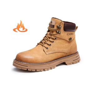 Cameljeans Mens Martin Boots Autumn Winter Plus Velvet British Retro Outdoor Short Boots