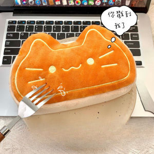 Cute Cartoon Siamese Cat Caramel Bread Plush Pen Bag Large Capacity Kawaii Boy Girl Pencil Case Stationery School Supplies
