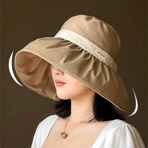 Elegant Sun Protection Beach Hat for Women - Wide Brim Summer Sun Hat with Bow Detail