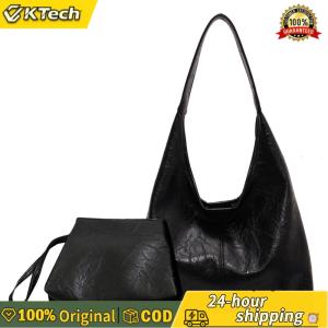 【Free Shipping】 Women Leather Shoulder Bag Fashion Hobo Bag and Clutch Versatile 2pcs Shoulder Bag and Handbag Set Satchel Hobo Bag Shopping Bag