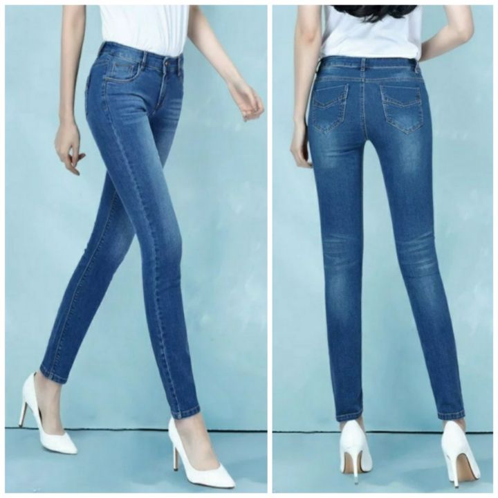 Quần Jean Nữ Quần Bò Nữ Trơn Lưng Cao Dáng Skinny Co Giãn Phong Cách ...