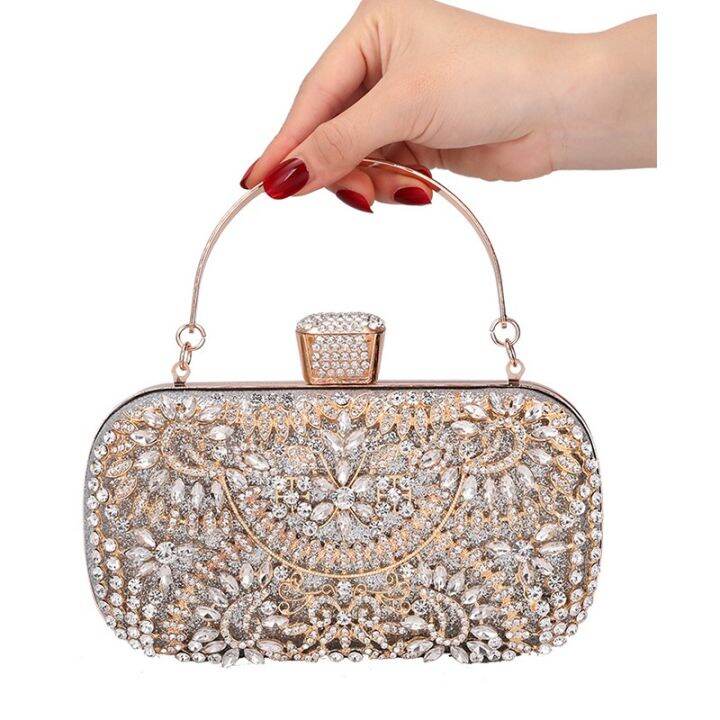 Diamond Evening Clutch Bag For Women Wedding Golden Clutch Purse Chain Shoulder Bag Small Party Handbag With Metal Handle Lazada PH