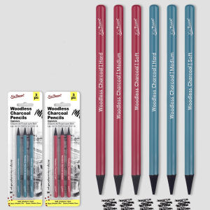 3/6Pcs Artists Woodless Charcoal Pencil SetSoft Medium & Hard Pensel Arang for Drawing Sketching Art Supplies