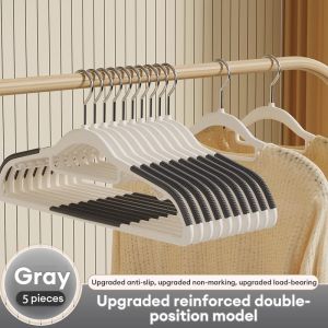 Non-Slip Clothes Hanger Multifunctional Plastic Hanger With Pants Bar Shoulder Anti-Slip Wardrobe Organizer For Shirts Coats Pants