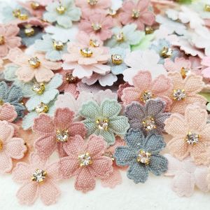 REFENT 50PCS Embroidery Flower Applique multicolor Multi-purpose Flower Patch Fabric Apparel Accessories With Rhinestone Clothes Sewing