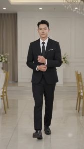 Men’s Black 3 Piece Suit Set Blazer Vest Pants with Free Tie Korean Slim Fit Formal Business Wedding Groom Prom Suit S-6XL