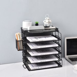 SDFBN Stackable File Storage Rack Single Layer a4 Magazine Holder Unique Design Space Saving Letter Tray Organizer Home