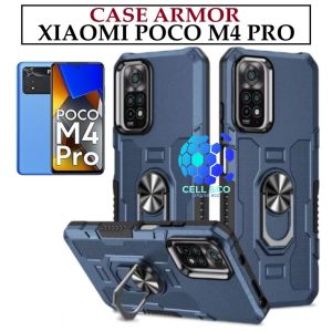 Case Armor XIAOMI POCO M4 PRO Iring Cincin Magnetic Kesing Hp Protect kamera Premium Hard Case Standing Robot Pelindung Kamera