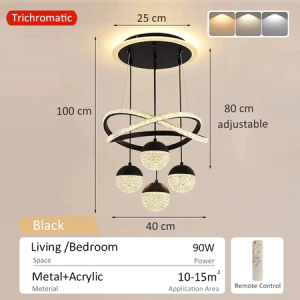 L&H Pendant Light Nordic Modern LED 3 color Remote Control Ceiling Living Room Dining Luxury Chandelier