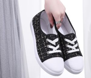 Giày lười vải nữ đế cao su mềm êm chân cao 2cm - Mã sản phẩm BCD