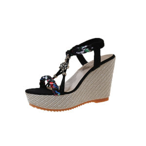Free Shipping New Plus-Size WomenS Sandals Featuring A Wedge Heel Elegant Design Thick Platform Sole And Linen Roman-Style Design