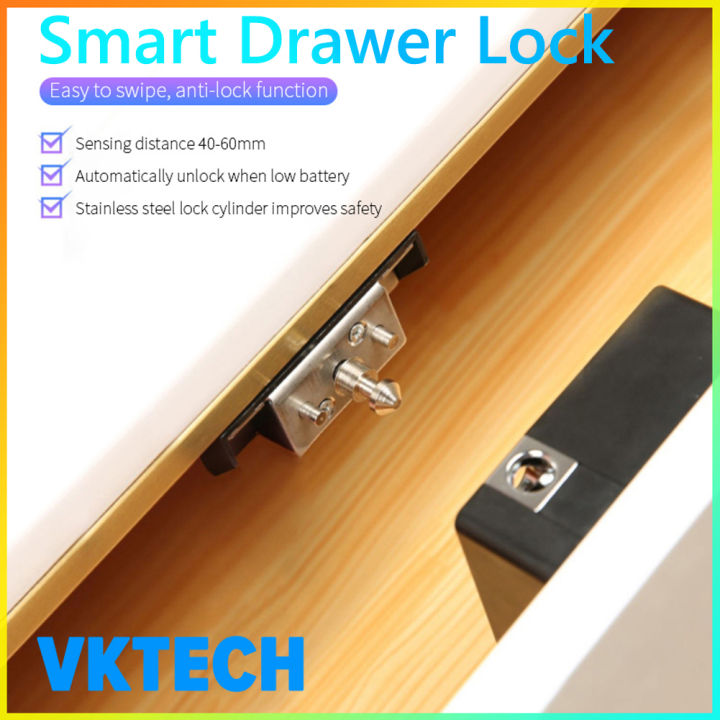 [Vktech] T8 Keyless Invisible Smart Drawer Lock Intelligent IC Card ...
