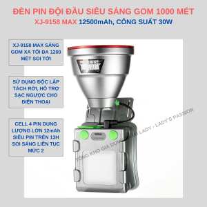 ĐÈN PIN SIÊU SÁNG XJ-9158 MAX CHIẾU XA 1000 MÉT SÁNG 3 MÀU TRẮNG XANH VÀNG PIN SIÊU TRÂU SẠC NGƯỢC CHO ĐIỆN THOẠI GD189